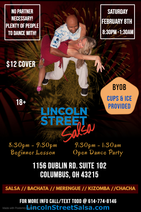 Lincoln Street Salsa Saturday, February 8th, 2020