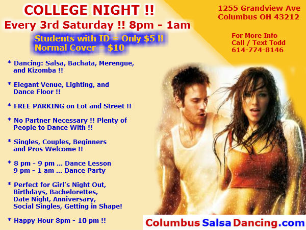 Lincoln Street Salsa – College Night !!  Saturday, 6/18/2016